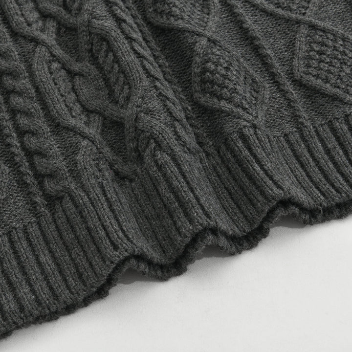 Męski vintage sweter pleciony z wysokim kołnierzem 63163731X