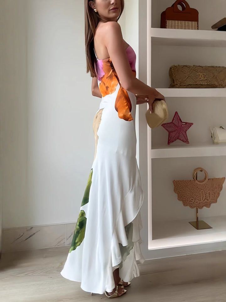 Iris | Asymetryczna kwiatowa maxi sukienka