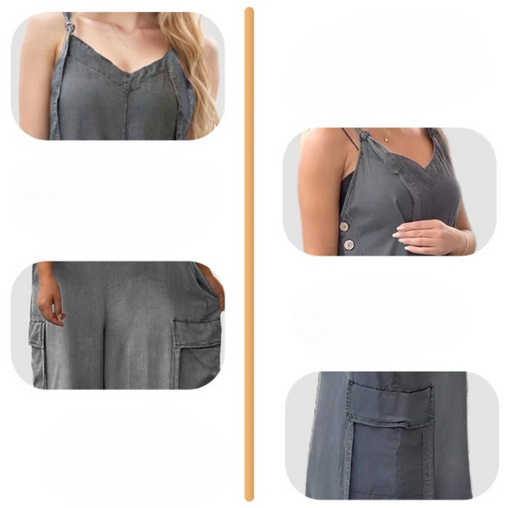 Lidka | Luźny kombinezon z szerokimi nogawkami i kieszeniami dla kobiet