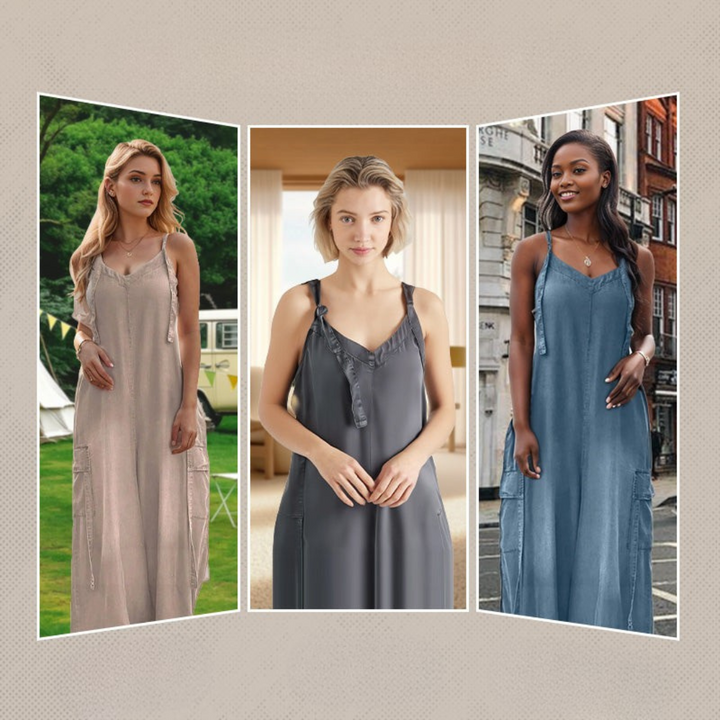 Lidka | Luźny kombinezon z szerokimi nogawkami i kieszeniami dla kobiet