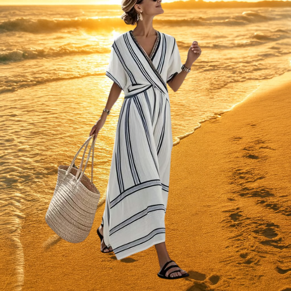 Arlena – Elegancka Sukienka z Krzyżowym Dekoltem