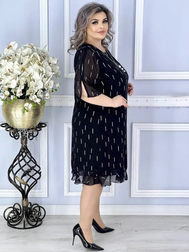 Wioletta | Elegancka midi sukienka z szyfonu z fałdami