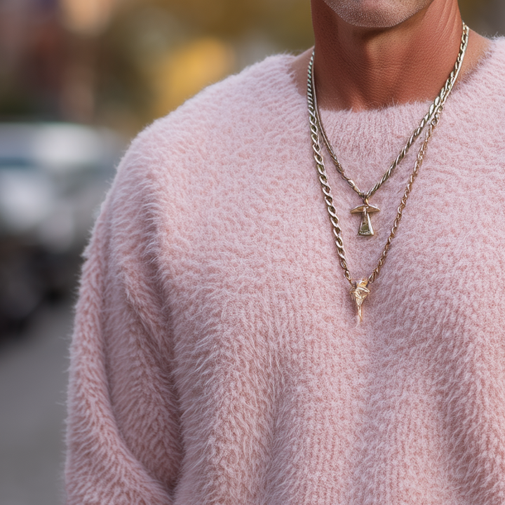 Męski klasyczny sweter z okrągłym dekoltem w jednolitym kolorze MTA1863H9U