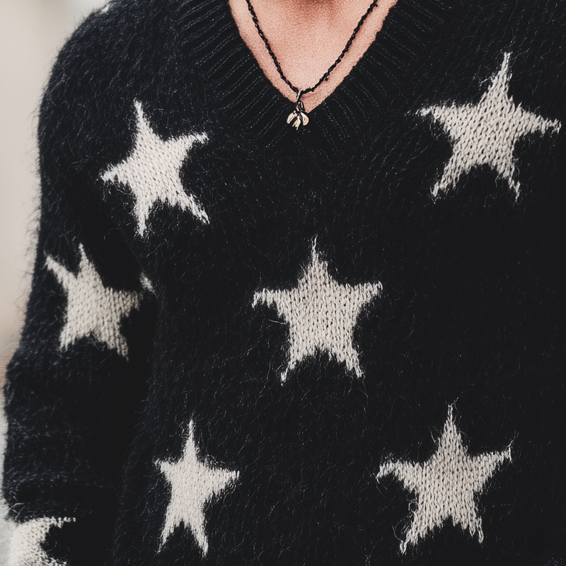 Męski Casual Sweter V-Neck z Gwiazdami MTA2832H2U