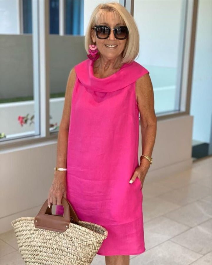 Mariella | Sukienka z wysokiej jakości marszczonego materiału z odkrytymi plecami, sukienka wieczorowa