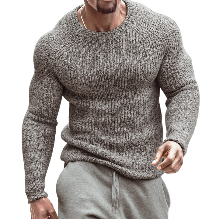 Męski Retro Casual Street Slim Sweter z Okrągłym Dekoltem MTA2119H5TO