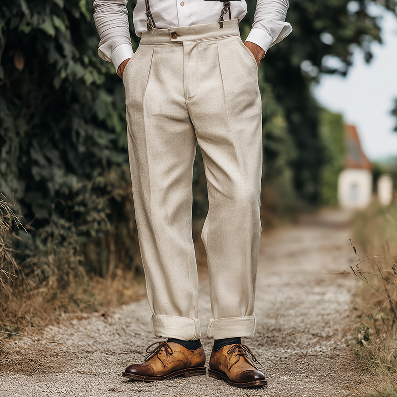 Męskie Retro Casual Bawełnowe i Lniane Spodnie Marynarskie MTA3199G4TO