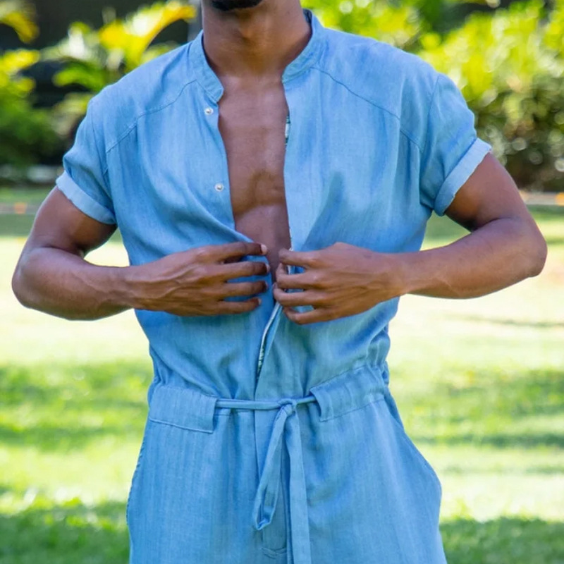 Męski Casual Kombinezon z Krótkim Rękawem i Okrągłym Dekoltem MTA1160F3X