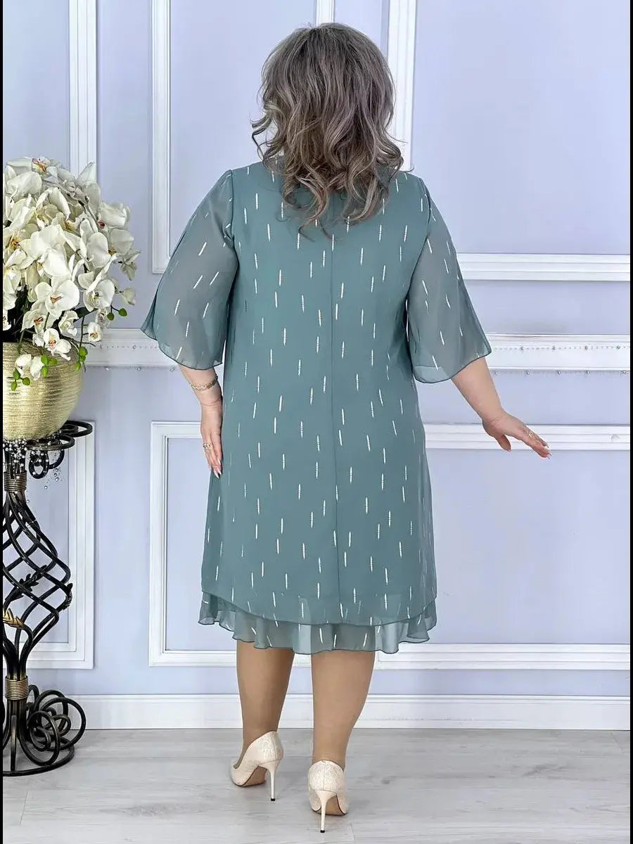 Wioletta | Elegancka midi sukienka z szyfonu z fałdami