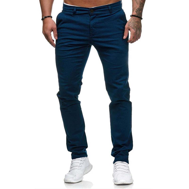 Męskie Spodnie Casual w Prostej Farbze Slim Fit 43253681M