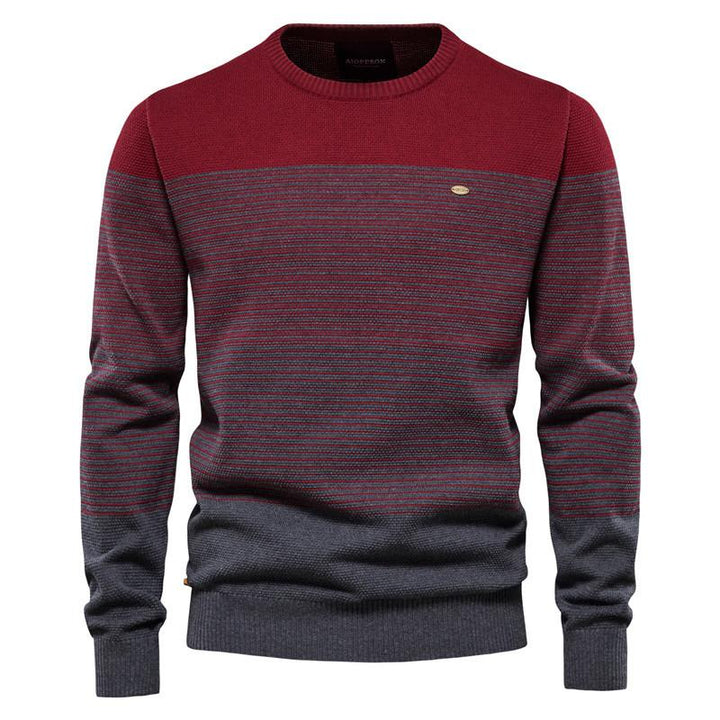 Męski vintage sweter z okrągłym dekoltem i paskami 31690461X