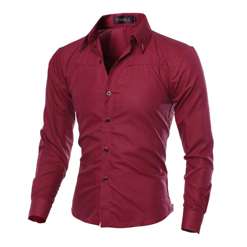 Męska koszula z długim rękawem w ciemnym wzorze diamentowym - model 42745264X