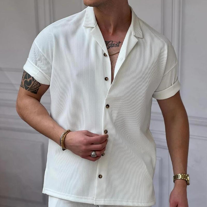 Męska jednokolorowa koszula w paski 09235271X