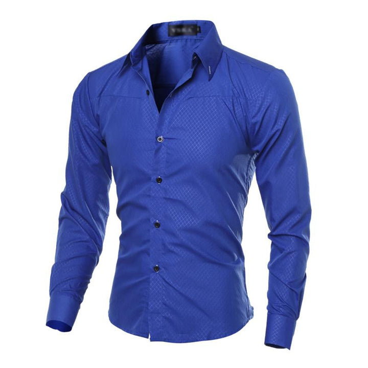 Męska koszula z długim rękawem w ciemnym wzorze diamentowym - model 42745264X