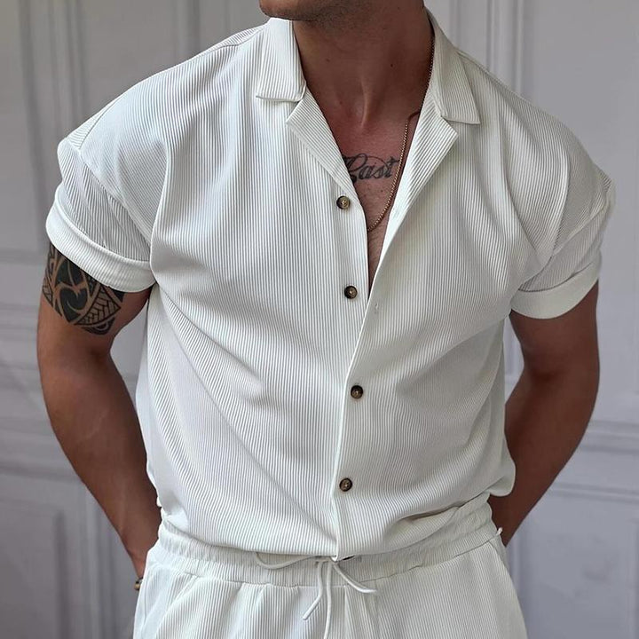 Męska jednokolorowa koszula w paski 09235271X