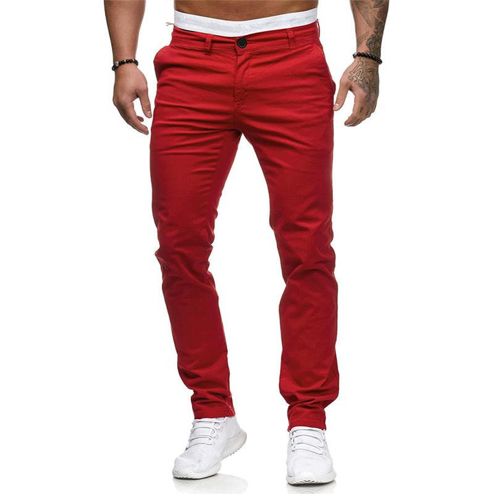 Męskie Spodnie Casual w Prostej Farbze Slim Fit 43253681M