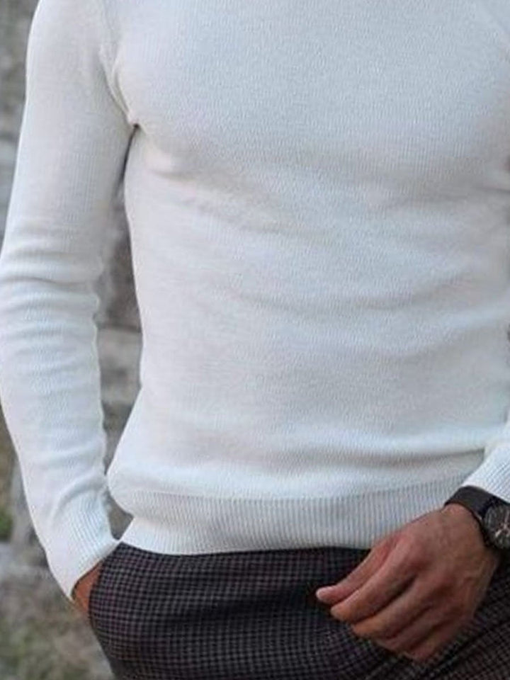 Biały uniwersalny sweter z golfem, pleciony 56332429D