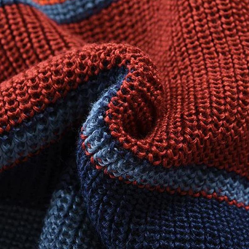 Męski vintage sweter z dekoltem w serek w tęczowe paski 10689080X