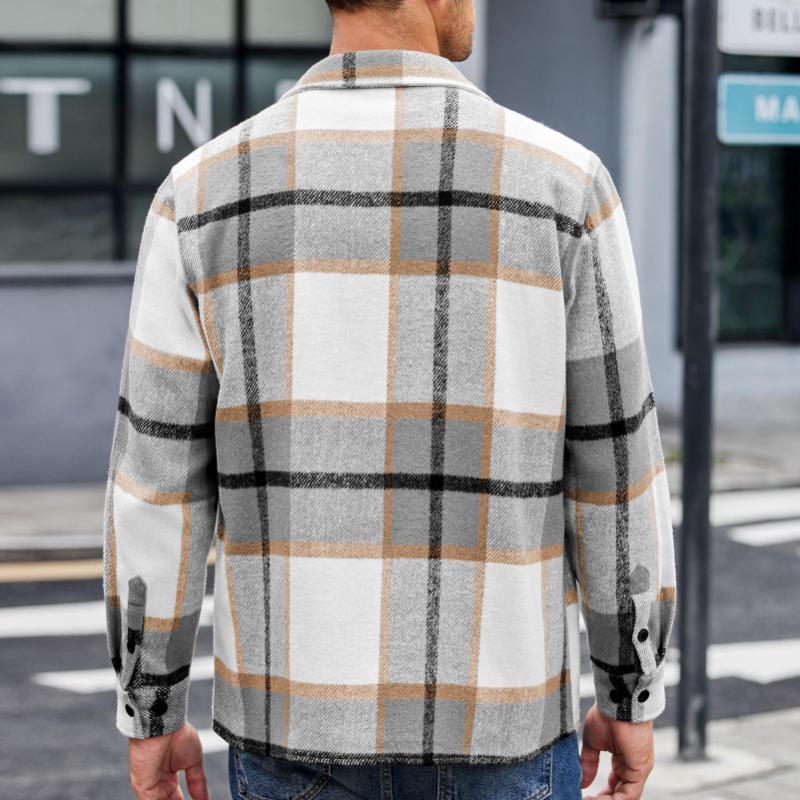 Vintage Męska Flanelowa Koszula w Kratę z Długim Rękawem - Model 17882382Y