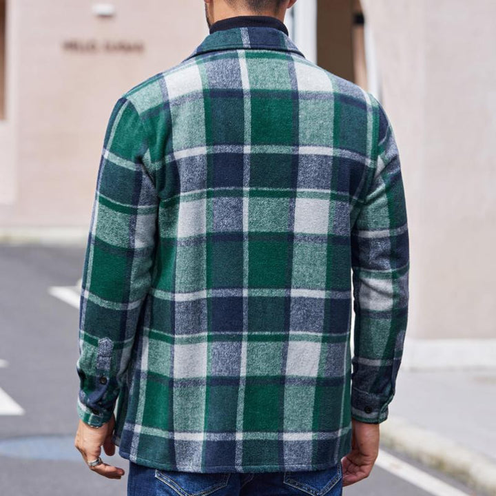Vintage Męska Flanelowa Koszula w Kratę z Długim Rękawem - Model 17882382Y