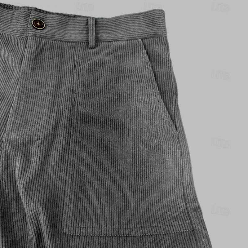 Męskie jednokolorowe spodnie cargo z wieloma kieszeniami, proste nogawki 99285390Y