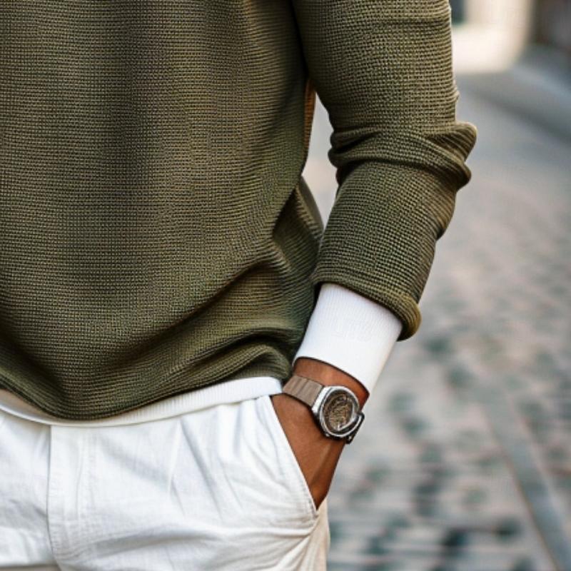 Męski sweter casual z kolorowym blokiem i zamkiem 95440001Y