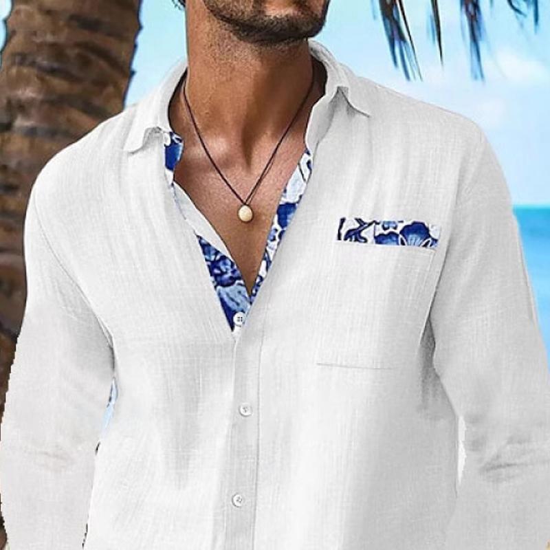 Męska koszula z długim rękawem z ozdobnym nadrukiem 63725351Z